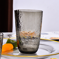 Vente en gros de verres de couleur gris fumé gobelet en verre haute balle jus eau potable tasse en verre