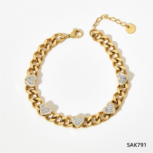 New Style Women Jewelry <b>Set</b> Gold Plated Chunky Cuban Chain Hearts Zircon Stainless Steel Link Chain Necklace Wedding Party Gift - Product Image 4