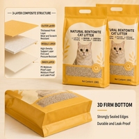 Sac d'emballage plastique pour litière pour chat, pochette refermable à huit soudures latérales avec poignée, sac à fermeture éclair autoportant avec bec verseur pour recharge de litière pour animaux de compagnie