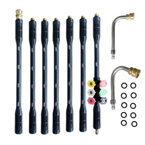 أداة غسيل الطاقة 6 فوهات أطراف عالية مع مجموعة عصا تمديد 9 قطع مرفق منظف مزراب للسقف - Product Image 1