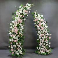 Dekorasi Pintu Masuk Pernikahan Grosir, Set Bunga Sutra Buatan Warna Pink, Hiasan Lengkungan Bunga Pernikahan