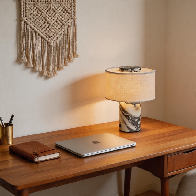 Wholesale Luxury Marble Cordless Table Lamp Rechargeable Touch Dimmable Linen Shade Bedside Desk Lamp