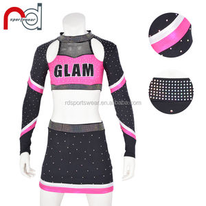 OEMデザインサービスキッズチェアリーダーカスタムチアコスチュームユニフォーム高品質ラインストーン付き - Product Image 3