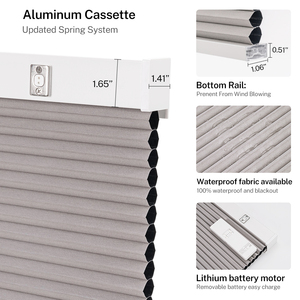 Protezione solare solare elettrica motorizzata dall'alto verso il <span class=keywords><strong>basso</strong></span> verso l'alto a molla oscurante a batteria a nido d'ape cellulare - Product Image 5