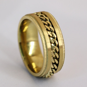 304 Stainless Steel 8mm Chain <b>Ring</b> <b>Couple</b> Wedding Band Unisex Jewelry - Product Image 3