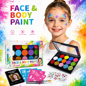 Kit <span class=keywords><strong>de</strong></span> <span class=keywords><strong>Pintura</strong></span> Corporal para Niños GP Personalizado, Multicolor, a Base <span class=keywords><strong>de</strong></span> Agua, No Tóxico, Profesional, Brillante en la Oscuridad, Lavable con Agua, <span class=keywords><strong>Pintura</strong></span> Facial con Purpurina UV - Product Image 1