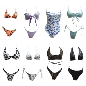 طقم بيكيني بحمالة رقبة عالية الجودة بأربطة ، حافة مخصصة بألوان متباينة مطبوعة من قطعتين ، مايوه بحواف متباينة - Product Image 6