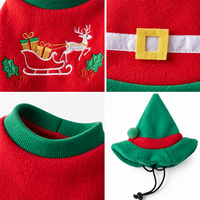 Ensemble de costumes de Noël pour animaux de compagnie MEIQIPETBABY, pull rouge et vert en forme de renne avec chapeau d'elfe, vêtements pour chien en polaire douce, tailles S-XL