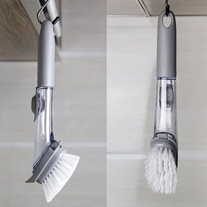Brosse de nettoyage de cuisine en gros 2-en-1 avec long manche, éponge à vaisselle et distributeur de savon amovible - Product Image 3