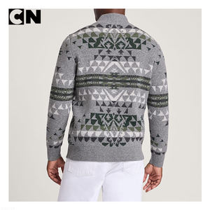 Suéter con Certificación GRS, Fabricante de Suéteres, Logotipo Personalizado, Patrón Jacquard, Suéter de Lana de Cordero Vintage para Hombre, Suéter de Punto con Cierre de Cremallera de un Cuarto - Product Image 4