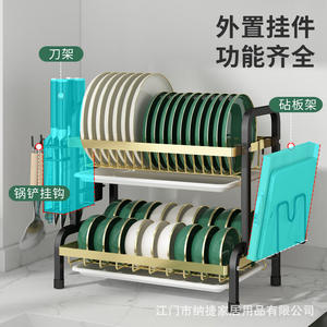 Étagère à vaisselle de cuisine à 3 niveaux avec plateau d'égouttage, séchage rapide, rangement pour assiettes, bols, ustensiles, étagère d'organisation multifonctionnelle - Product Image 5