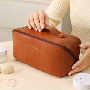 <strong>Large</strong> Capacity Portable Travel Zipper <strong>Cosmetic</strong> <strong>Bag</strong> Waterproof Toiletry <strong>Bag</strong> PU Leather Makeup <strong>Bag</strong> - Product Image 5
