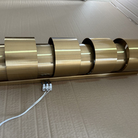 Applique murale LED cylindrique moderne en laiton brossé, tube doré, culot E26, lumière blanc chaud doux 2700K, abat-jour métallique pour couloir d'hôtel et escalier