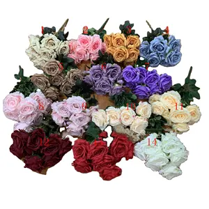 Eastgate flores artificiais para decoração, 9 cabeças coloridas de alta qualidade para casamento, rosas artificiais de rosa