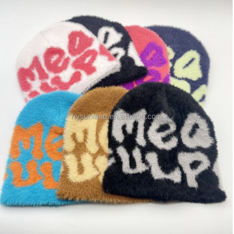 Fuzzy Y2K Mohair Hat - Westwood Beanie F-1957 Fashion 2024