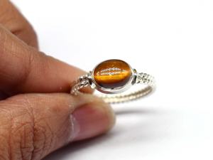 925 Sterling Silver Classic Bezel Setting <b>Tiger</b> <b>Eye</b> Cabochon Oval 7x9mm Gemstone Handmade Birthstone <b>Ring</b> - Product Image 6