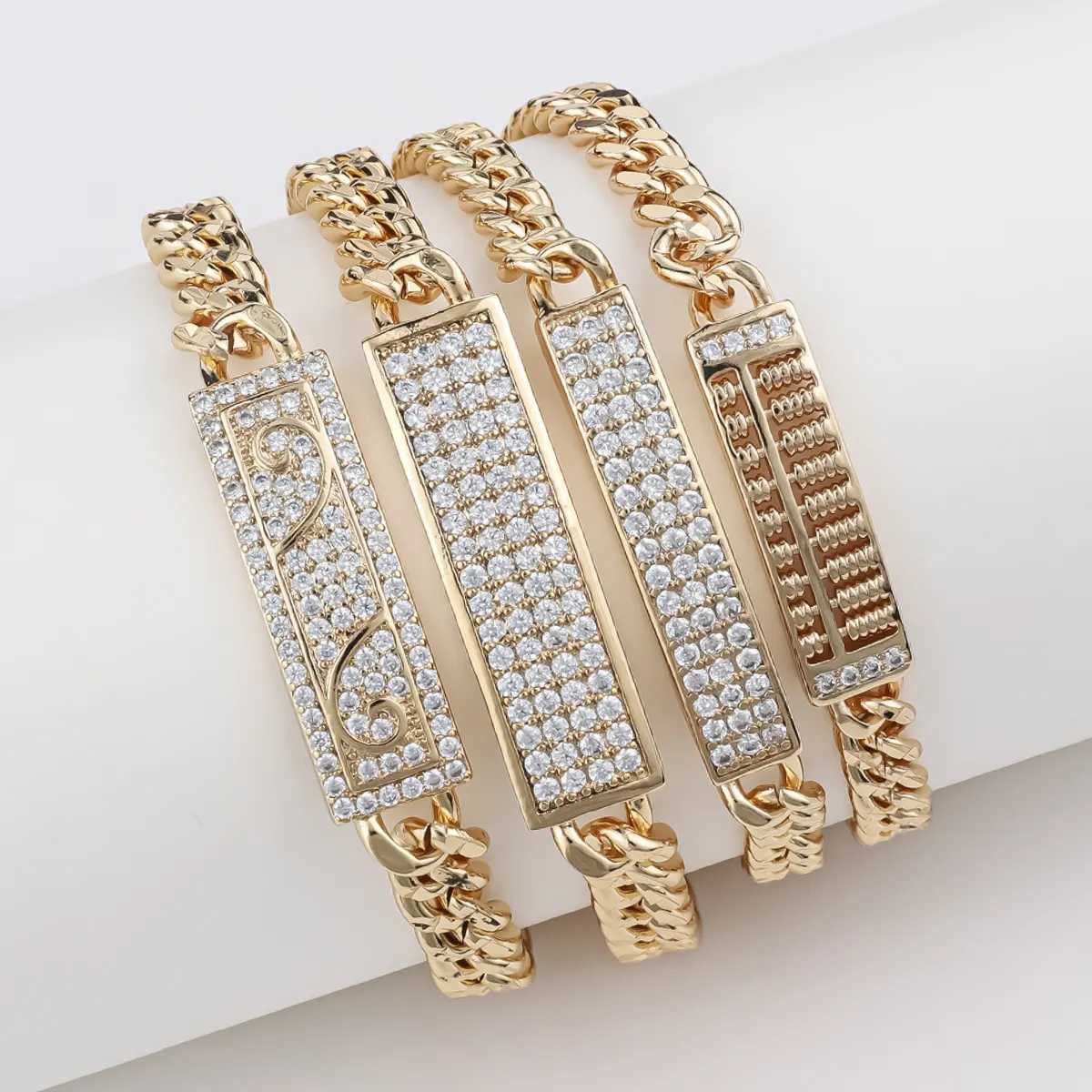 CM YIM luxury pulsera oro para hombres cuban link figaro chain 18 gold plated zircon charm bracelet mens women