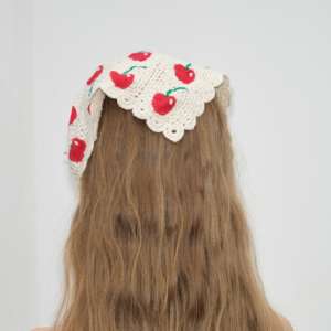 Ragazza carina fiore di frutta piccola ciliegia Crochet Bandana sciarpe fascia <span class=keywords><strong>per</strong></span> capelli a maglia sciarpa copricapo <span class=keywords><strong>per</strong></span> donne ragazze - Product Image 5