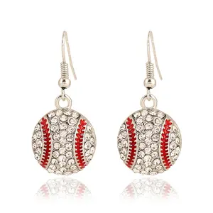 Hot selling ball fashion classic rhinestone baseball basketball football pendant earrings