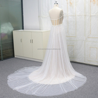 Robe de mariée de luxe moderne et rêveuse, bretelles spaghetti, traîne chapelle, décorations perlées, robe de maternité pour la mariée