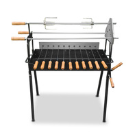 Authentique Barbecue Triangle Foukou Chypriote Grecque Original à Charbon de Bois avec Levier de Réglage de Hauteur pour Grillades Extérieures