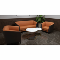Ensemble de canapés de réception en cuir courbé moderne, sièges minimalistes pour salon d'affaires, mobilier pour hall d'hôtel et salle d'attente