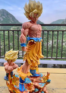 Sculpture d'art Dragon Ball Z Super Saiyan <span class=keywords><strong>Goku</strong></span> de haute qualité, 35 cm, en résine peinte à la main, avec base LED, décoration d'intérieur - Product Image 2