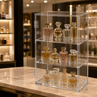 Exhibidor de Perfumes de Acrílico Calic, Transparente, de 3 Niveles, con Puerta Abatible, para Tiendas Minoristas, Tamaño Personalizado, OEM, Venta al Por Mayor