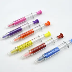 Creative Syringe射出ノベルティTube Double Head Highlighterマークペンプラスチックボールペン