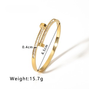 Bracelet clou en acier inoxydable plaqué or 18 carats pour femme, incrusté de zircons étincelants, bijou de luxe 2026 - Product Image 2