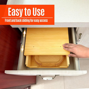 Organizador de almacenamiento de cocina, plato de papel, soporte para debajo del armario, dispensador de plato de papel de bambú montado en la pared con cajón - Product Image 5