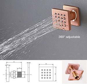 Sistema de ducha de lluvia de oro rosa cepillado Juego de ducha con rociador corporal - Product Image 4