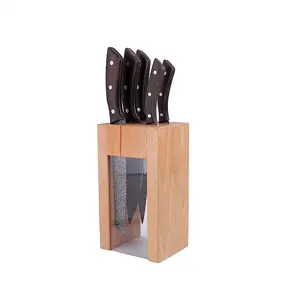 Premium quality food grade 5-Piece stainless steel kitchen knives with holder kitchen Knife set