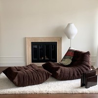Canapé Togo plissé capitonné, Fauteuil lounge Caterpillar, Velours multicolore, Couleur personnalisable, Sièges au sol, Vente en gros