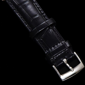 Reloj Mecánico Automático de Diseño Clásico con Esfera Plateada, Reserva de Marcha, Segundero Pequeño, Fecha, Acero 316L y Correa de Cuero Negra - Product Image 5