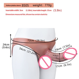 Set di Guaine Penneali Indossabili a Triangolo Cavo per <span class=keywords><strong>Uomo</strong></span> - Guaina Dildo Indossabile in Silicone Liquido 3cm di Larghezza 15cm di Lunghezza con Imbracatura Elastica B2B - Product Image 4