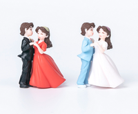 Figurine de couple en résine pour gâteau, mariés dansants et s'embrassant, style Kawaii, pour mariage, anniversaire, demande en mariage, cadeau surprise