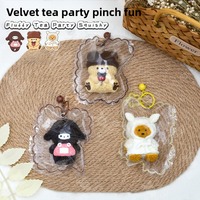 Jouet anti-stress à presser en silicone ultra-doux et moelleux, motif animal de fête du thé avec bords cousus, à récupération lente, 14+