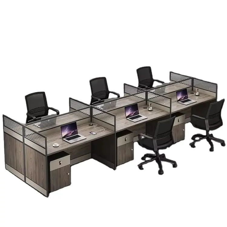 Cheap Price Wooden Office Furniture Free Combination Office Partition 6 Seats Staff Table Cubicle Workstation