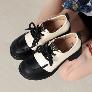 Chaussures de marche en cuir pour <span class=keywords><strong>femme</strong></span>, à talon bas et semelle épaisse, style mocassin à lacets, collection Printemps-Automne 2025 - Product Image 3