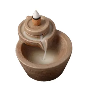 Design populaire encensoir en céramique poterie grossière pierre moulin à reflux brûleur d'encens support de cône d'encens cadeaux d'artisanat aromatique d'intérieur