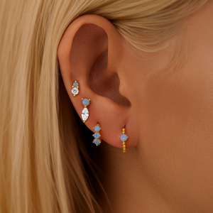 CANNER Juego de 3-5 Piezas de Aretes de Plata de Ley S925 con Flores, Estrellas, Luna, Circonita, Ópalo Geométrico, Piedra en Forma de Corazón Rosa para Mujer - Product Image 4