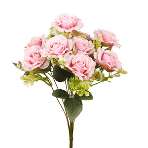 Bouquet de roses artificielles 9 têtes, fleurs en soie roses, décoration de mariage, haute simulation, réutilisable, cadeau pour la Saint-Valentin, la fête des mères - Product Image 4