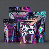 Sacs en mylar à fermeture éclair réutilisables imprimés sur mesure feuille holographique 3.5g 7g 14g sacs d'emballage pochette anti-odeur avec votre logo
