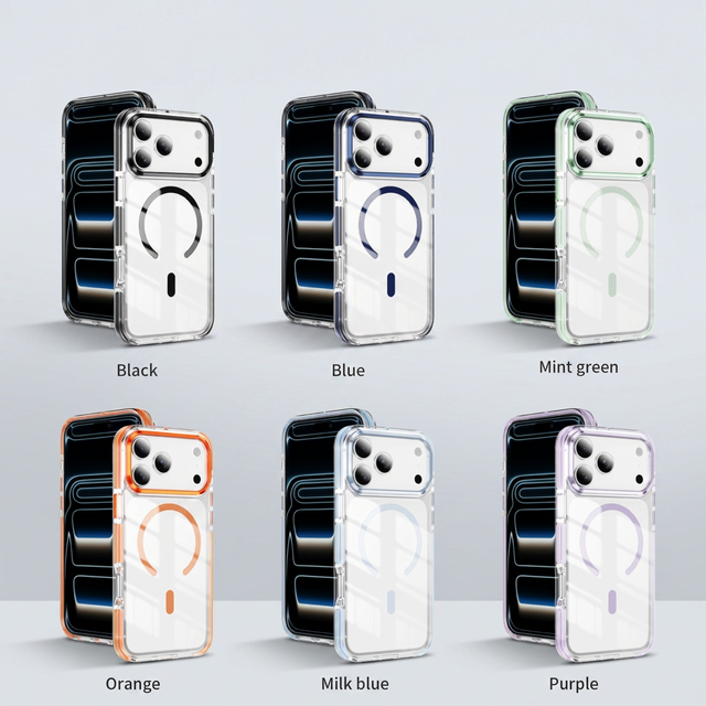 Anti-Yellow Clear Protective Case Supports Magnetic Wireless Charging Reinforced Shock-Resistant Case for Iphone 13-17Pro Max