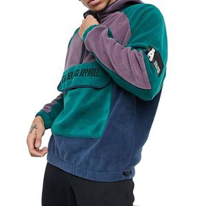 Sudadera con capucha oversize de algodón 100% con bloques de color, media cremallera y bordado, personalizada para hombre, 400 GSM - Product Image 1