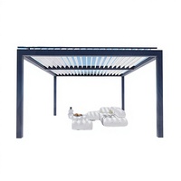 Pergola Bioclimatica Motorizzata 5x5 in Lega di Alluminio Verniciata a Polvere con Lamelle Orientabili e Sistema Zip Blinds - Design Moderno Eco-Sostenibile