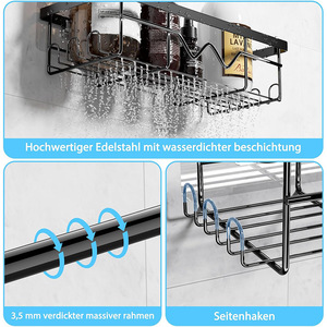 Bathroom <b>Storage</b> Rack Set 3 Tier Wall Mounted Black Carbon Steel Toilet <b>Toiletries</b> Organizer - Product Image 4