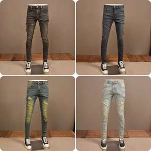 निर्माता थोक जींस स्लिम उच्च सड़क फैशन पुरुषों की जींस नाइट नाइट क्लब ब्लैक राइनस्टोन जींस पुरुषों - Product Image 3