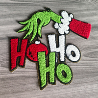 Patchs en chenille de Noël en gros à thermocoller de haute qualité, motifs Père Noël, sapin, bonbon, chaussette, pour vêtements homme et femme